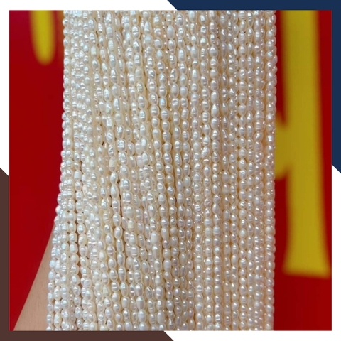 Sỉ chuỗi ngọc trai gạo size 3-4mm để làm vòng cổ vòng tay mã AC185
