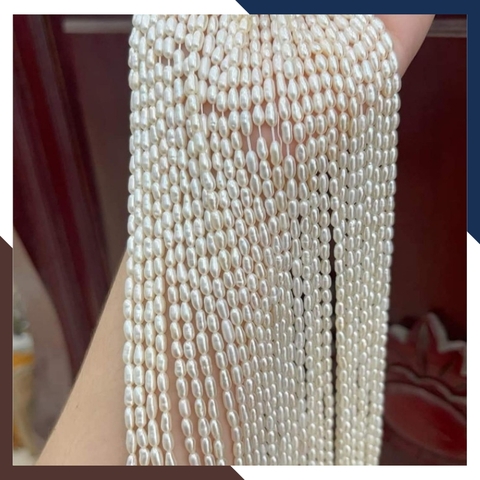 Sỉ chuỗi ngọc trai gạo size 3-4mm để làm vòng cổ vòng tay mã AC185