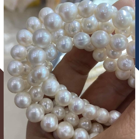 Sỉ chuỗi ngọc trai nguyên liệu size 9-10mm cao cấp làm vòng cổ vòng tay mã AC430