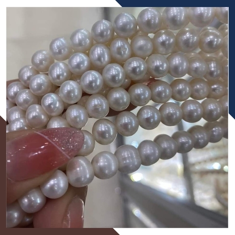 Sỉ chuỗi ngọc trai nguyên liệu size 9-10mm cao cấp làm vòng cổ vòng tay mã AC430