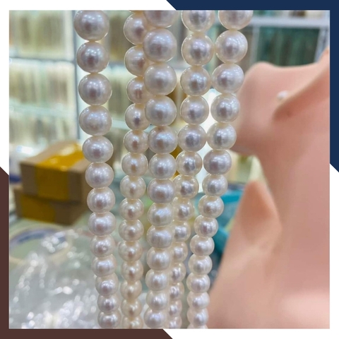 Sỉ ngọc trai cao cấp dạng chuỗi nguyên liệu 8-9mm làm vòng cổ vòng tay mã AC500