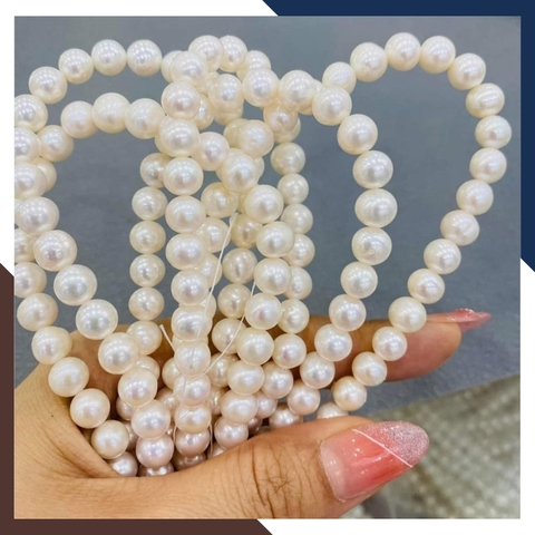 Sỉ ngọc trai cao cấp dạng chuỗi nguyên liệu 8-9mm làm vòng cổ vòng tay mã AC500
