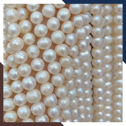 Sỉ ngọc trai  dạng chuỗi nguyên liệu 8-9mm màu trắng hồng tím làm vòng cổ vòng tay mã AC240