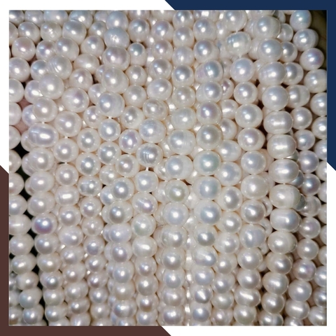 Sỉ ngọc trai  dạng chuỗi nguyên liệu 8-9mm màu trắng hồng tím làm vòng cổ vòng tay mã AC240