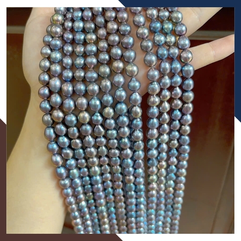 Sỉ ngọc trai đen cao cấp dạng chuỗi nguyên liệu size 7-8mm làm vòng cổ vòng tay mã AC550