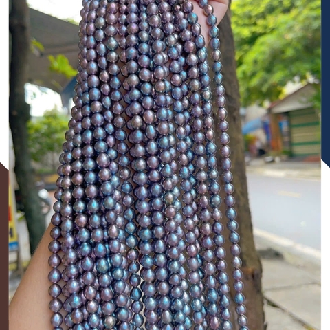 Sỉ ngọc trai đen cao cấp dạng chuỗi nguyên liệu size 7-8mm làm vòng cổ vòng tay mã AC550