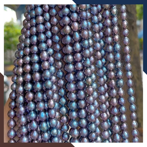 Sỉ ngọc trai đen cao cấp dạng chuỗi nguyên liệu size 7-8mm làm vòng cổ vòng tay mã AC550