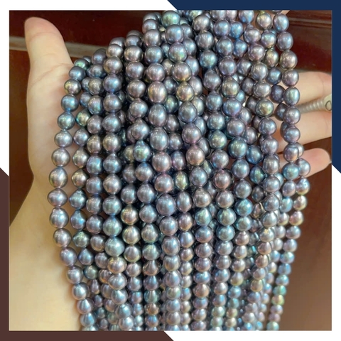 Sỉ ngọc trai đen cao cấp dạng chuỗi nguyên liệu size 7-8mm làm vòng cổ vòng tay mã AC550