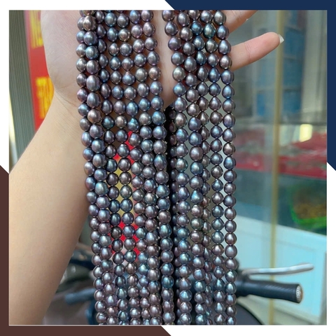 Sỉ ngọc trai đen cao cấp dạng chuỗi nguyên liệu size 7-8mm làm vòng cổ vòng tay mã AC550