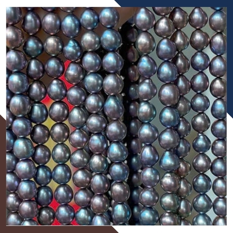 Sỉ ngọc trai đen cao cấp dạng chuỗi nguyên liệu size 7-8mm làm vòng cổ vòng tay mã AC550