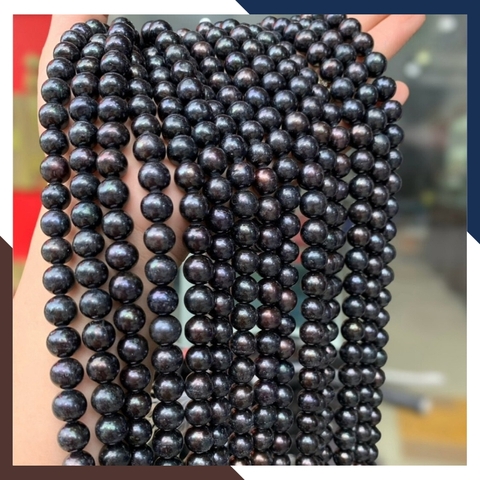 Sỉ ngọc trai đen dạng chuỗi nguyên liệu size 8-9mm làm vòng cổ vòng tay mã AC280
