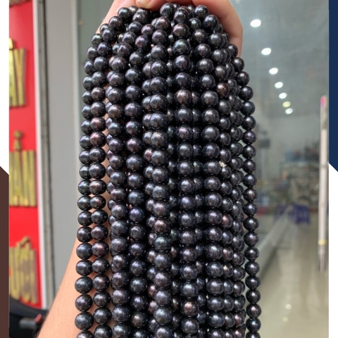 Sỉ ngọc trai đen dạng chuỗi nguyên liệu size 8-9mm làm vòng cổ vòng tay mã AC280