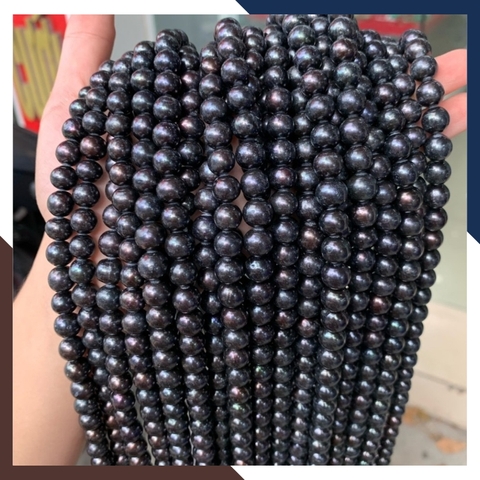 Sỉ ngọc trai đen dạng chuỗi nguyên liệu size 8-9mm làm vòng cổ vòng tay mã AC280
