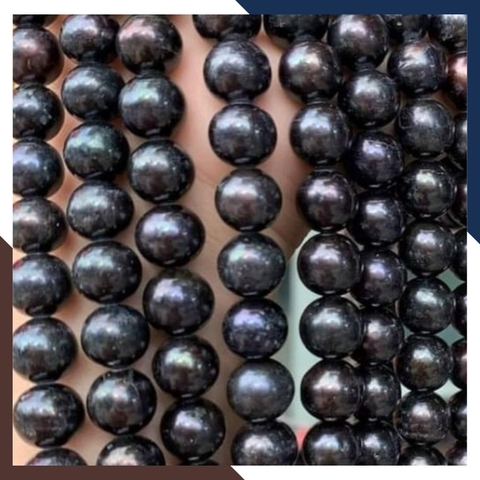 Sỉ ngọc trai đen dạng chuỗi nguyên liệu size 8-9mm làm vòng cổ vòng tay mã AC280