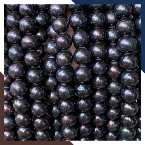 Sỉ ngọc trai đen dạng chuỗi nguyên liệu size 8-9mm làm vòng cổ vòng tay mã AC280