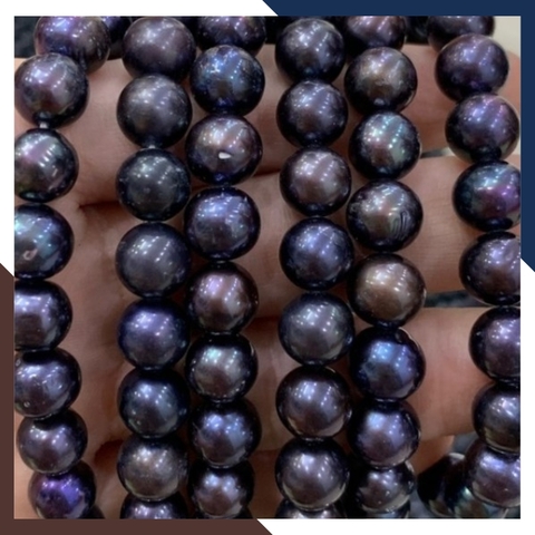 Sỉ ngọc trai đen dạng chuỗi nguyên liệu size 8-9mm làm vòng cổ vòng tay mã AC280