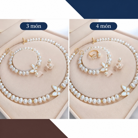 Bộ Trang Sức Ngọc Trai Trắng Tối Giản BTSNT267 – 3 Món