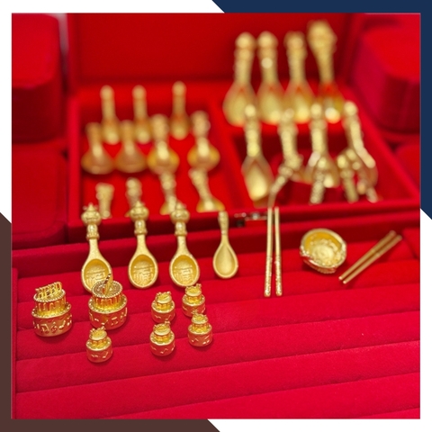 Thìa Vàng 9999, Quà Thôi Nôi/ Đầy tháng Cho Bé Mã QTV11 - Chúc Con Sung Túc Cả Đời Dư Dả