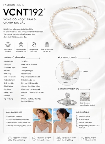 Vòng Cổ Ngọc Trai Dị VCNT192 – Fashion Pearl Hiện Đại & Mặt Địa Cầu Cá Tính