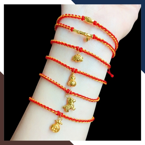 VCHV108 – Vòng Dây Điều Chỉnh Charm Ngựa Vàng 10K 8,5 Li Đúc Nguyên Khối