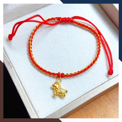 VCHV108 – Vòng Dây Điều Chỉnh Charm Ngựa Vàng 10K 8,5 Li Đúc Nguyên Khối