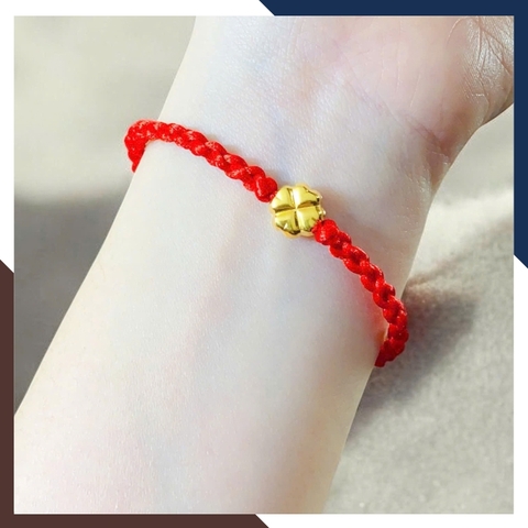 VCHV109 – Vòng Chỉ Đỏ Charm Vàng 10K Dây Rút Tết Thủ Công