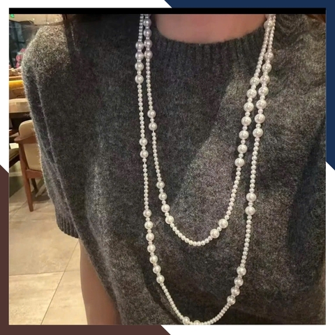 VCNT180 – Chuỗi Ngọc Trai Dài 160cm Mix Hạt, Đeo Layer & Quấn Tự Do (3–4mm & 7–8mm)