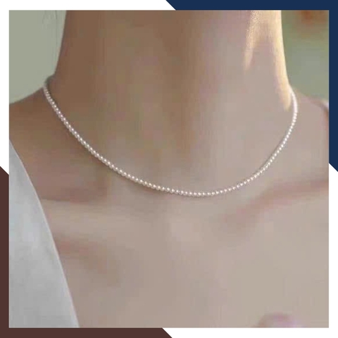 VCNT182 – Chuỗi Ngọc Trai Nhỏ Dáng Choker 38cm, Phù Hợp Cổ Áo Tròn & Layer Gọn