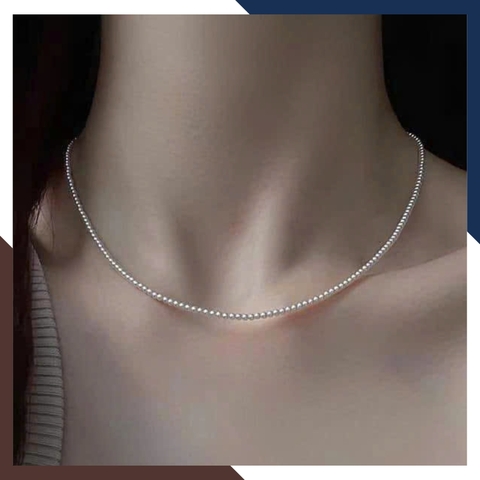 VCNT182 – Chuỗi Ngọc Trai Nhỏ Dáng Choker 38cm, Phù Hợp Cổ Áo Tròn & Layer Gọn