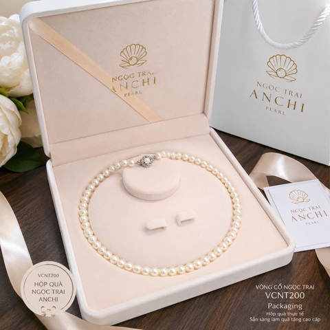 Vòng Cổ Ngọc Trai VCNT200 – Ngọc Trai Trắng Tự Nhiên Khóa Hoa Nữ Tính