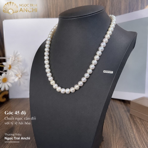 Vòng Cổ Ngọc Trai VCNT201 – Ngọc Trai Trắng Tự Nhiên 10–11mm Khóa Hoa Mai Sang Trọng