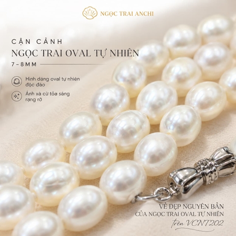 Vòng Cổ Ngọc Trai VCNT202 – Ngọc Trai Oval Tự Nhiên 7–8mm Thanh Lịch, Dễ Đeo Hằng Ngày