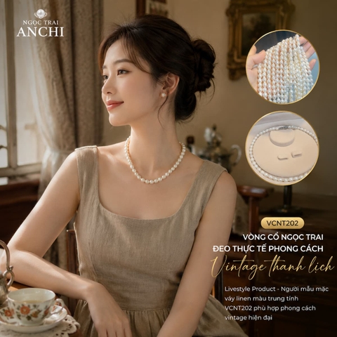Vòng Cổ Ngọc Trai VCNT202 – Ngọc Trai Oval Tự Nhiên 7–8mm Thanh Lịch, Dễ Đeo Hằng Ngày