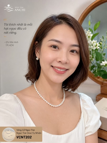 Vòng Cổ Ngọc Trai VCNT202 – Ngọc Trai Oval Tự Nhiên 7–8mm Thanh Lịch, Dễ Đeo Hằng Ngày