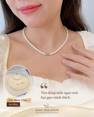 Vòng Cổ Ngọc Trai VCNT202 – Ngọc Trai Oval Tự Nhiên 7–8mm Thanh Lịch, Dễ Đeo Hằng Ngày