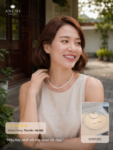 Vòng Cổ Ngọc Trai VCNT202 – Ngọc Trai Oval Tự Nhiên 7–8mm Thanh Lịch, Dễ Đeo Hằng Ngày