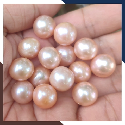 Viên ngọc trai nước ngọt tự nhiên 11mm - 12mm màu hồng. Tuyển sỉ toàn quốc