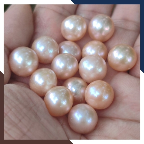 Viên ngọc trai nước ngọt tự nhiên 11mm - 12mm màu hồng. Tuyển sỉ toàn quốc