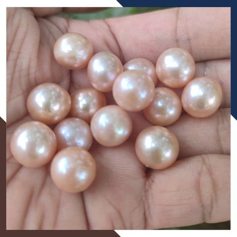 Viên ngọc trai nước ngọt tự nhiên 11mm - 12mm màu hồng. Tuyển sỉ toàn quốc