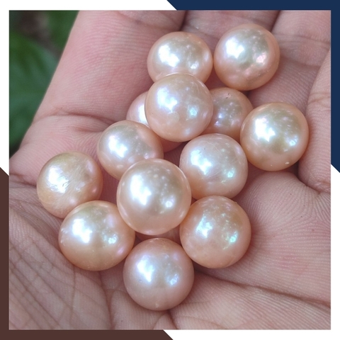 Viên ngọc trai nước ngọt tự nhiên 11mm - 12mm màu hồng. Tuyển sỉ toàn quốc