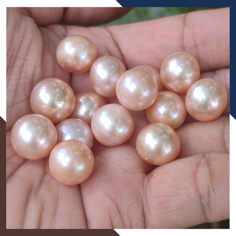 Viên ngọc trai nước ngọt tự nhiên 11mm - 12mm màu hồng. Tuyển sỉ toàn quốc
