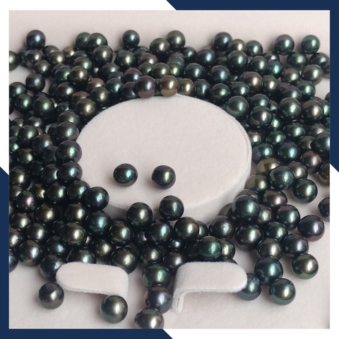 Viên ngọc trai đen 7.5mm - 8mm, hạt ngọc trai thật nuôi nước ngọt tự nhiên tròn xoe, không tỳ vết