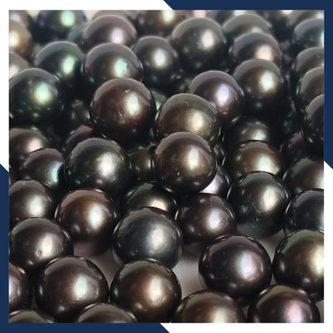 Viên ngọc trai đen 7-7.5mm, hạt ngọc trai thật nuôi nước ngọt tự nhiên tròn xoe, độ bóng 5A không vết sinh trưởng.
