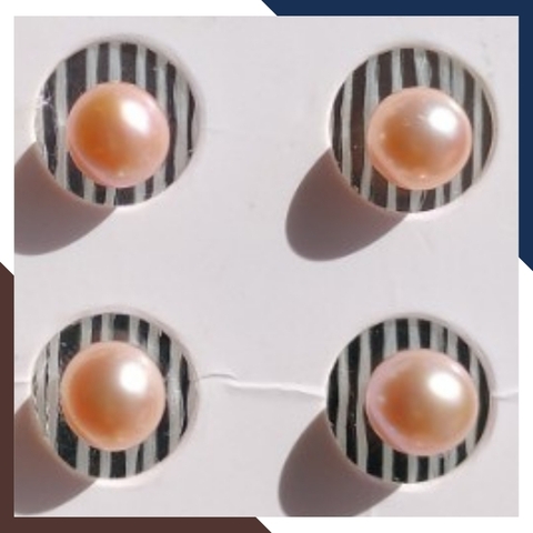 Viên ngọc trai edison màu hồng 7.5mm - 8mm chưa khoan lỗ, hạt tròn xoe độ bóng 5A không vết sinh trưởng.