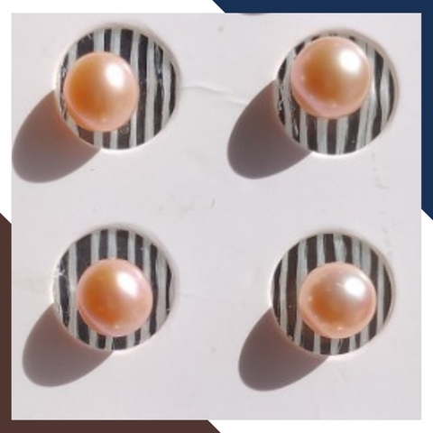 Viên ngọc trai edison màu hồng 7.5mm - 8mm chưa khoan lỗ, hạt tròn xoe độ bóng 5A không vết sinh trưởng.