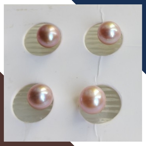 Viên ngọc trai edison màu hồng 7.5mm - 8mm chưa khoan lỗ, hạt tròn xoe độ bóng 5A không vết sinh trưởng.