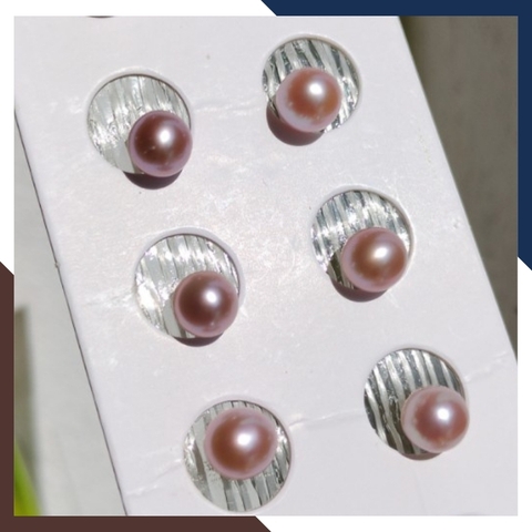 Viên ngọc trai edison màu hồng 7.5mm - 8mm chưa khoan lỗ, hạt tròn xoe độ bóng 5A không vết sinh trưởng.