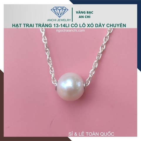 Viên ngọc trai nước ngọt tự nhiên 13mm - 14mm tròn xoe màu trắng. Sỉ lẻ toàn quốc