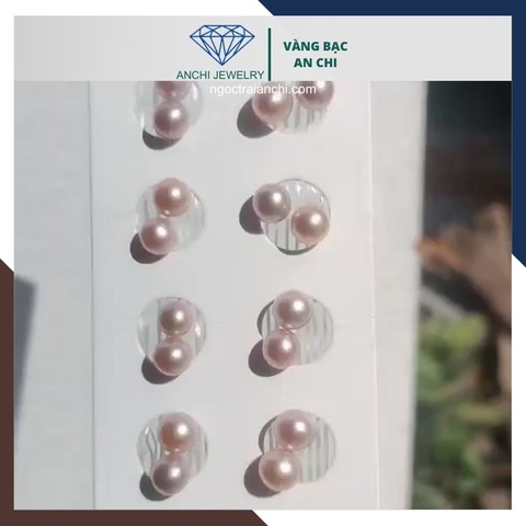 Viên ngọc trai edison màu tím 7mm - 7.5mm nuôi nước ngọt chưa khoan lỗ, độ bóng 5A không vết sinh trưởng.