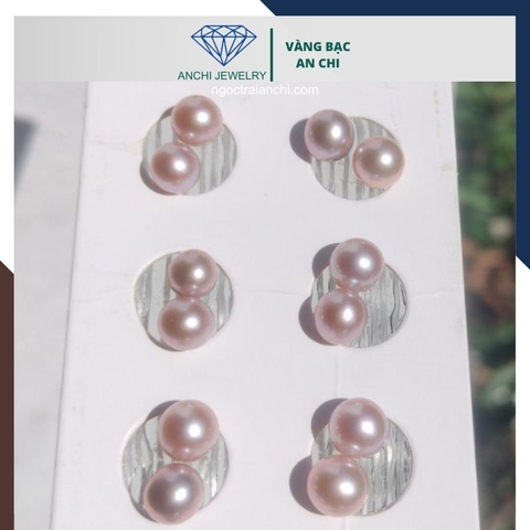 Viên ngọc trai edison màu tím 7mm - 7.5mm nuôi nước ngọt chưa khoan lỗ, độ bóng 5A không vết sinh trưởng.